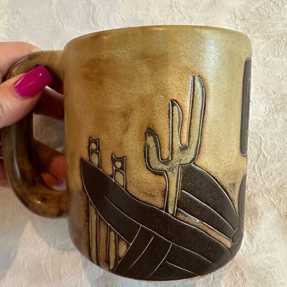 MARA Pottery Mug Mexico LG Coffee Tea Cup Southwestern Cactus - Picture 2 of 7